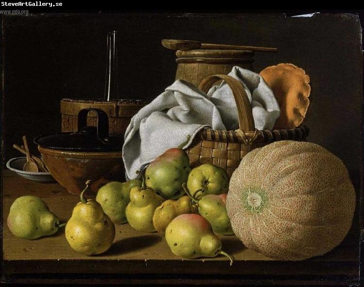 Luis Eugenio Melendez Still Life with Melon and Pears